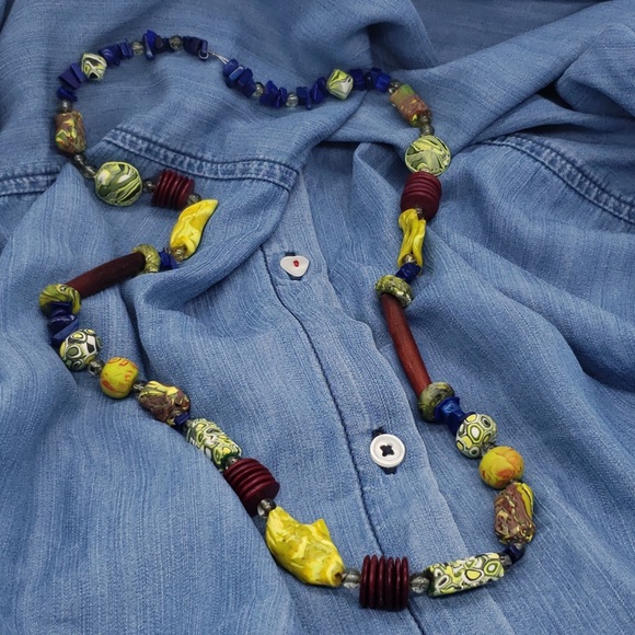 Handmade Polymer Clay Beaded Necklace - Picture 8 of 11